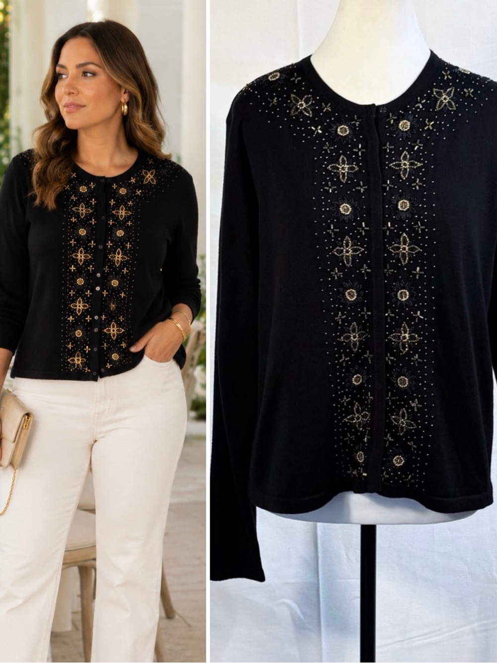 Vntg Hong Kong Marisa Christina Limited Edition Beaded Embellished Cardigan~M💛